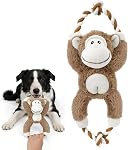 Jouets en peluche de chien Squeaky Pas de jouets en peluche interactifs de chiots pour les garder occupés, Tug durable de jouets de chien de guerre pour petites, moyennes et grandes races - Singe