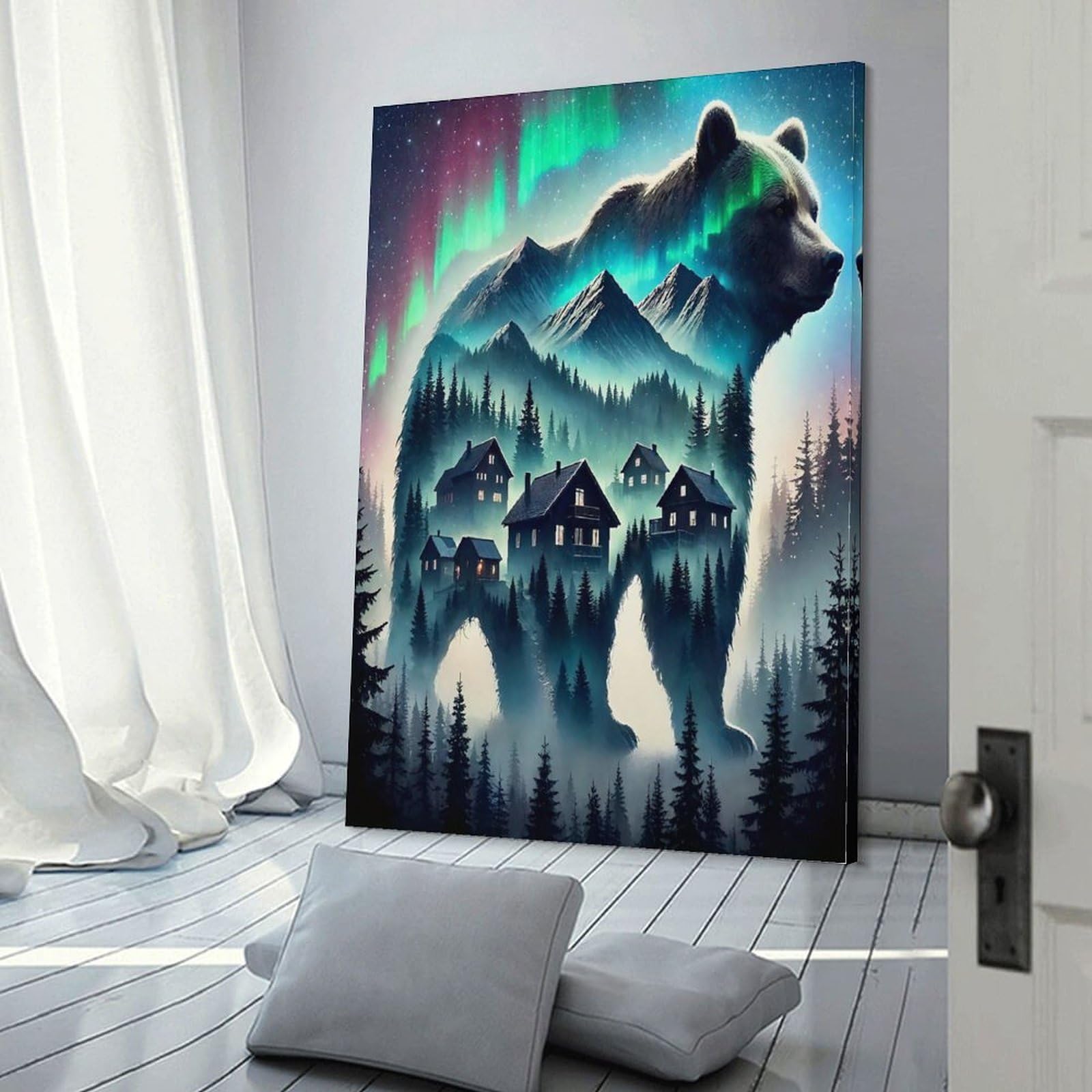Tableau impression sur toile ours brun décoration murale salon - 6