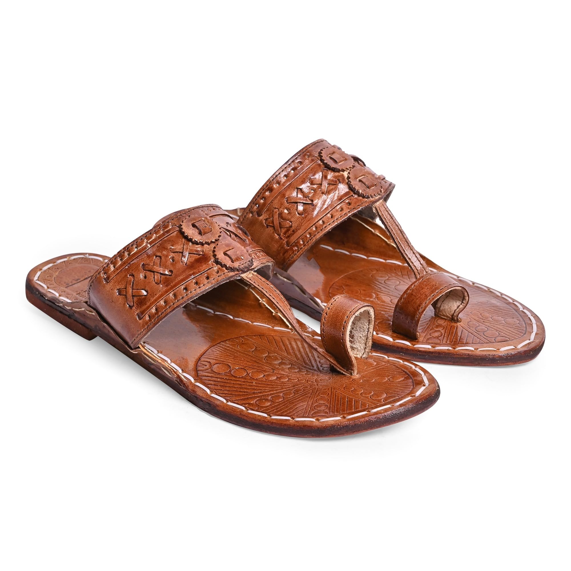 royal khwaab Men's Kolhapuri Chappal/Leather Slipper's/Ethnic Wear Handcrafted & Comfortable -CS-AB-K1 BR-7-picture-49