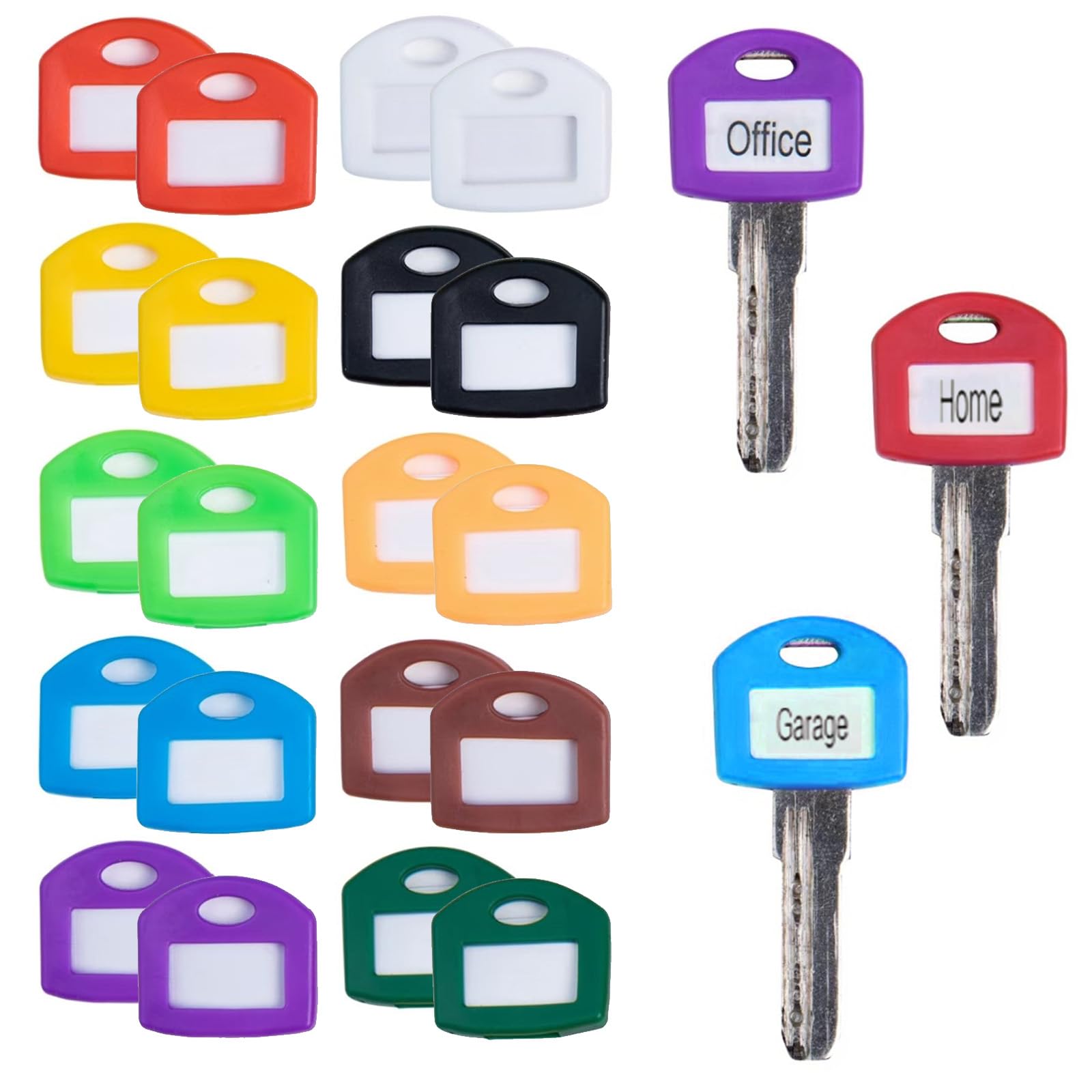 20 Pcs Silicone Key Cap Covers, with 2.8 cm Key Identifiers Labels, Colorful Square Key Labels, Functional Key Cover Caps, for Home or Office (10 Colors)