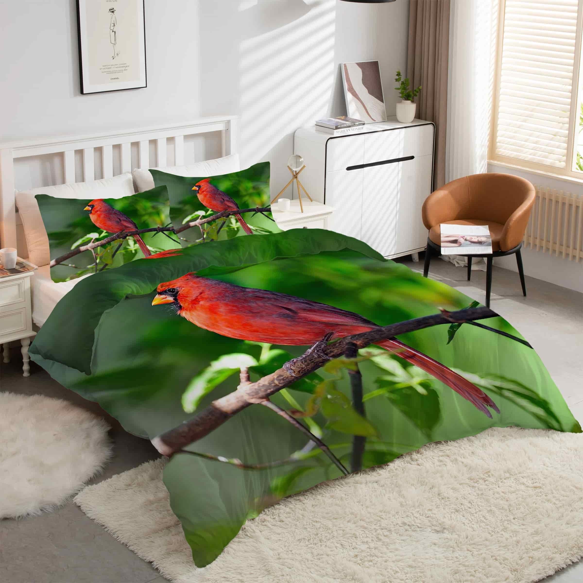 Housse de couette 160x200 cardinal pour une décoration de chambre hivernale