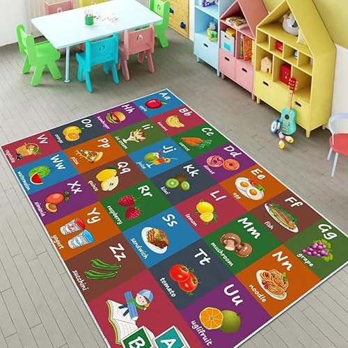 Miniatura 1 de ABC - Alfombra educativa del alfabeto, alfombra de juegos divertidos para niños, sala de juegos, aula, antideslizante, lavable, alfombra de suelo