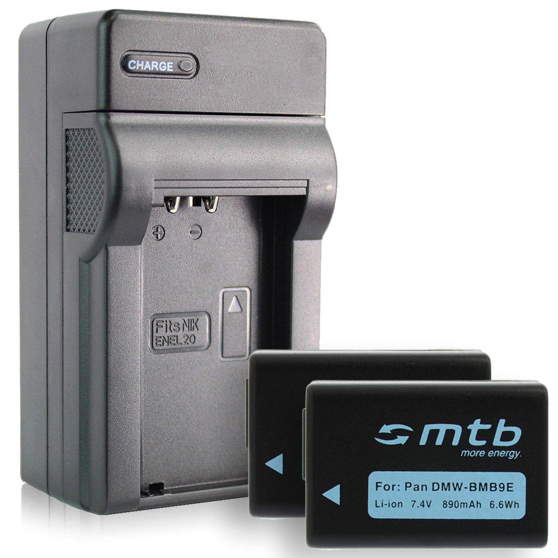 2x Batteria + Caricabatteria (auto, rete) Compatibile con Panasonic DMW-BMB9, Lumix DMC-FZ40... / Compatibile con Leica BP-DC9 vedi descrizione
