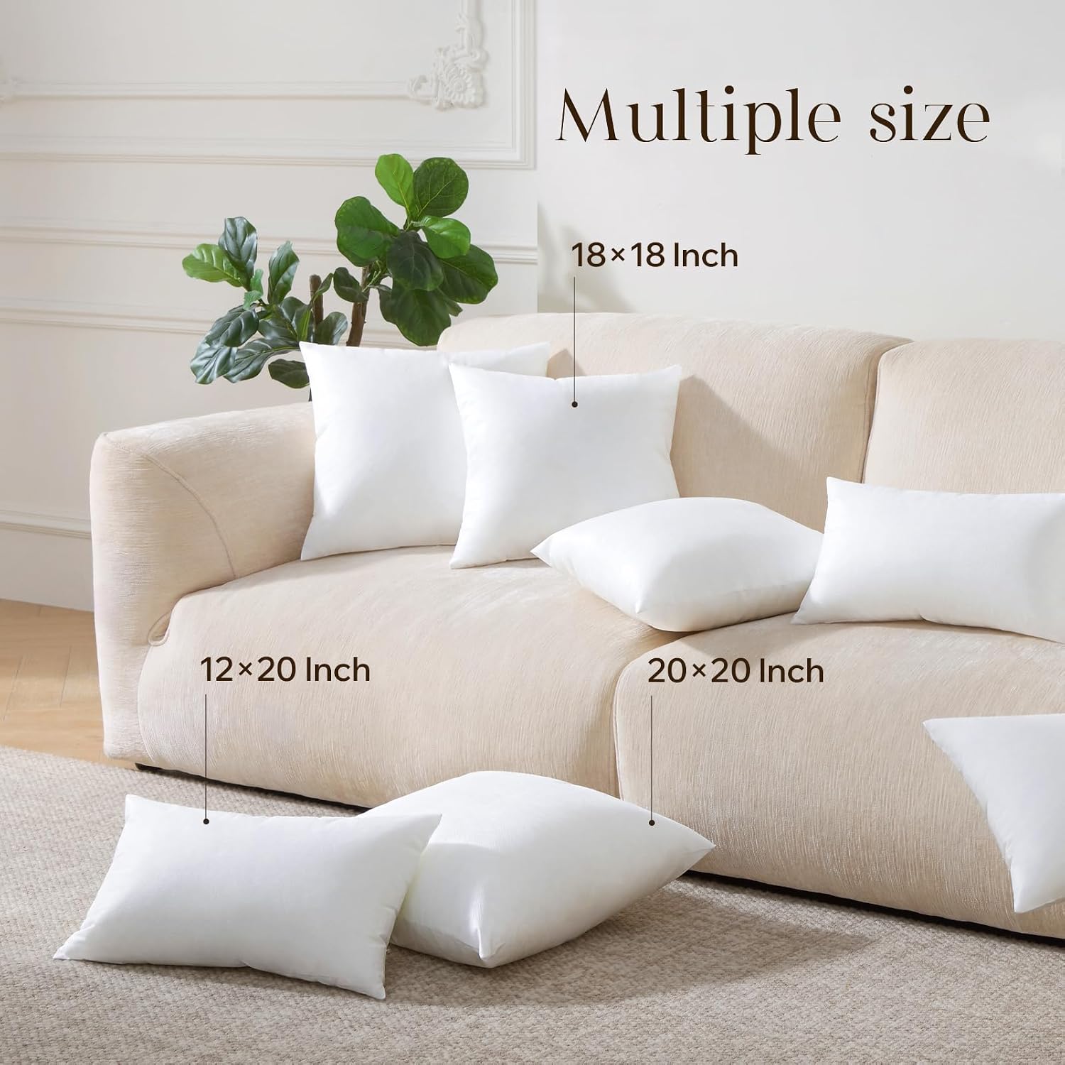 Phantoscope 12x20 Pillow Inserts, Lumbar Decorative Throw Pillows for Couch, Bed, 100% Virgin Fiber Fluffy Cushion Forms, Pack of 1