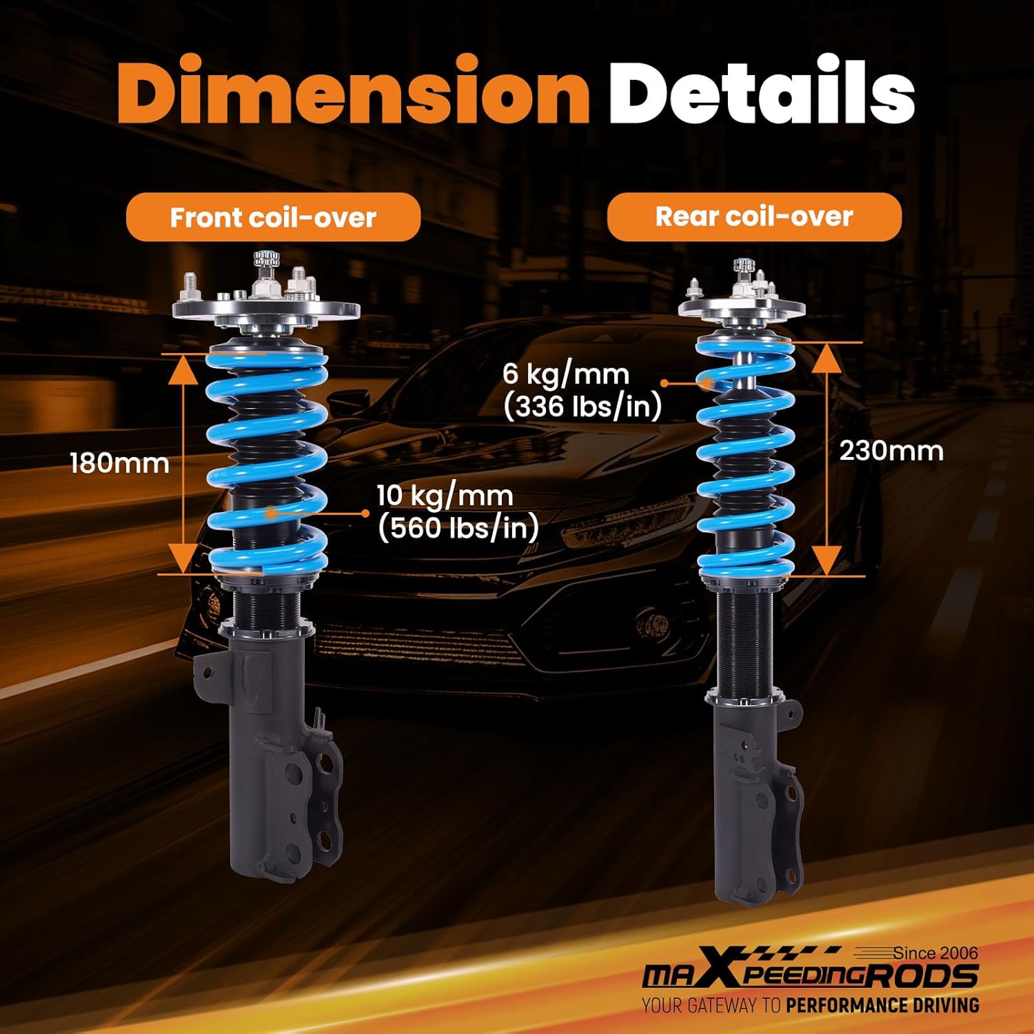 maXpeedingrods Coilover for Toyota Camry 1992-2001, for Lexus ES300 1992-2001, for Toyota Avalon 95-03, 24 Levels Damper Adjustable Coilovers Suspension Kit, Height Adjustable T6 Upgrade Lowering Kit