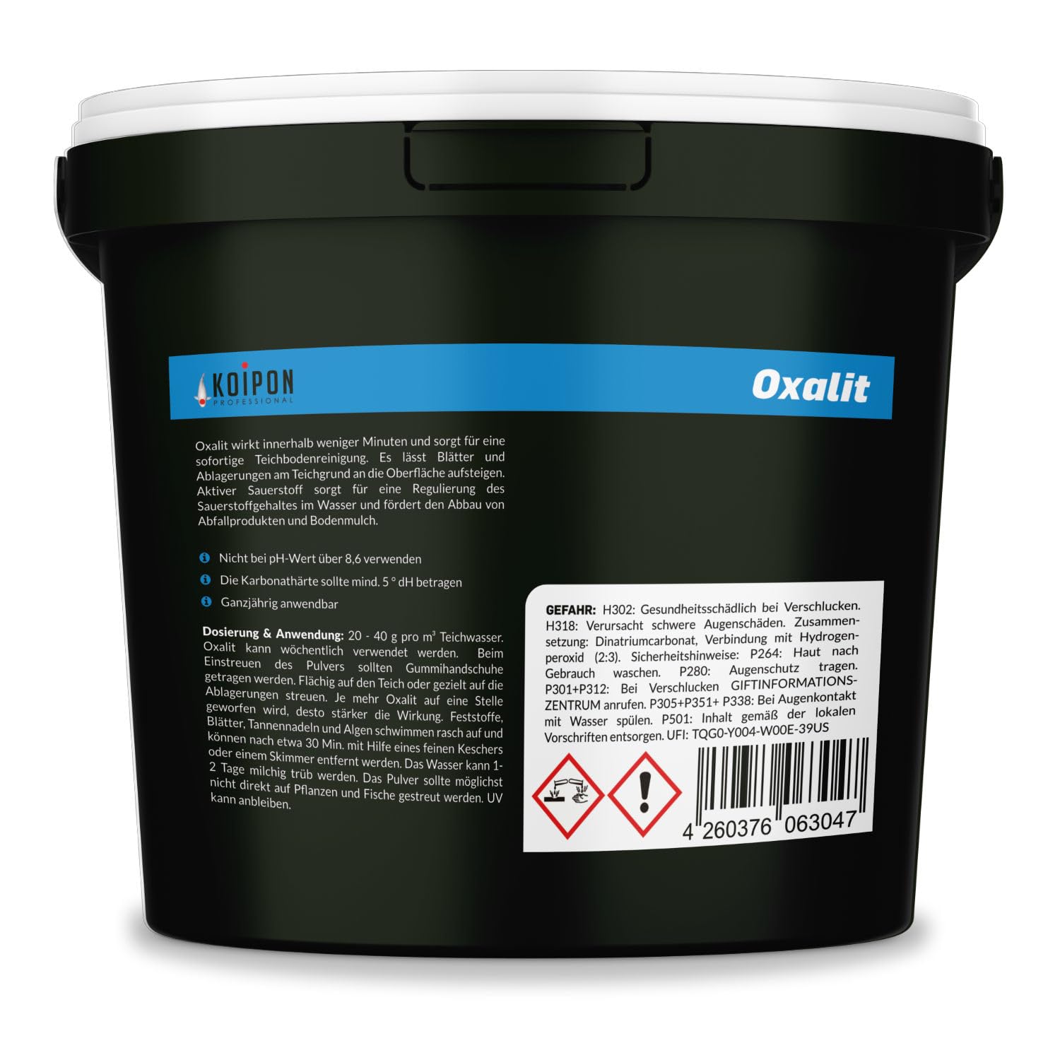 KOIPON Oxalit 1 kg Teichschlammentferner zur Teich Reinigung von Laub, Teich Schlamm und Ablagerungen wirkt innerhalb weniger Minuten mit Sauerstoff