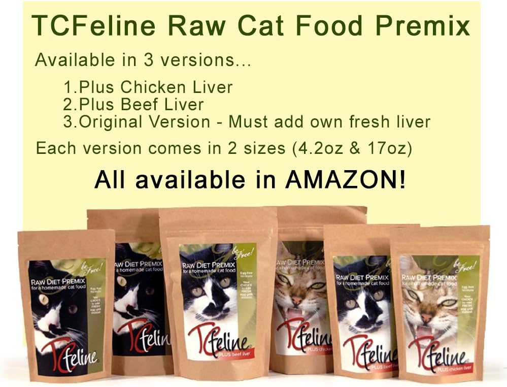 TCfeline RAW Cat Food Premix/Supplement to Make a Homemade, All Natural, Grain Free, Holistic Diet – with Beef Liver (Regular 14 oz) Egg Free Formula