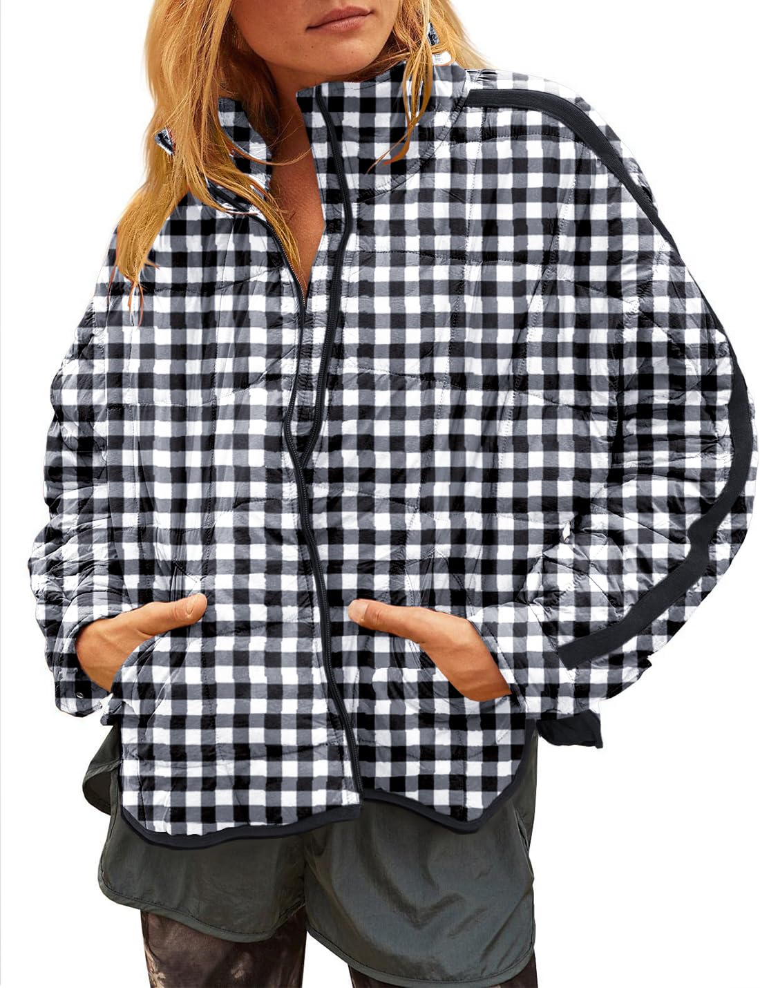 Gacaky Women's Baggy Lightweight Zip Puffer Jacket Warm Winter Down Coat with Pockets