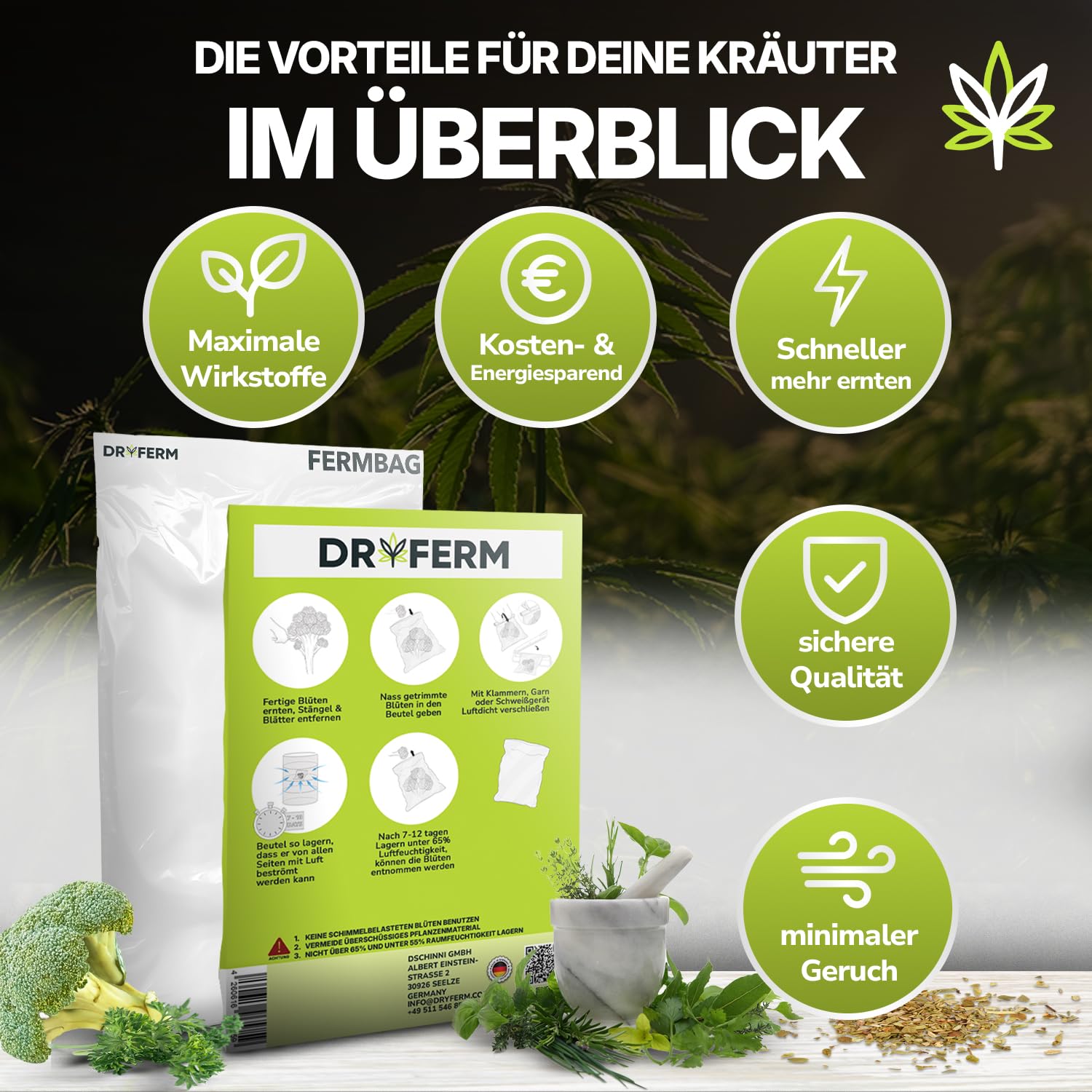 DryFerm Starter Sets 30x50cm Trocknungsbeutel mit Clips – Wählbar 3er/9er/15er – Premium Dry Bags für Kräuter & Pflanzen – Geruchsdicht, Schimmelschutz & Aroma-Booster – Wiederverwendbar
