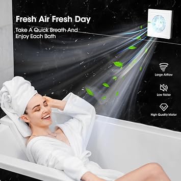 Bathroom Extractor Fan, 4 inch Ø 100mm Exhaust Fan, Powerful Wall Mounted Quiet Extractor Fans for Dehumidification Ventilation, Airflow 150 m³/Hour, Shower Extractor Fan for Bathroom (Without Timer)