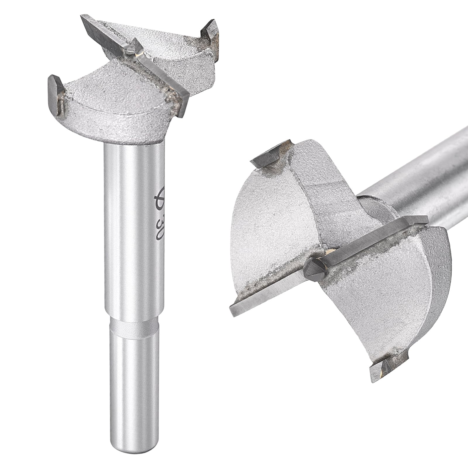 DTGN 30mm Forstner Drill Bit 1-3/16" - 1Pack - Good for Wood Plastic Plywood - 2 Flutes Tungsten Carbide Woodworking Hole Saw Cutter with Round Shank - Silver
