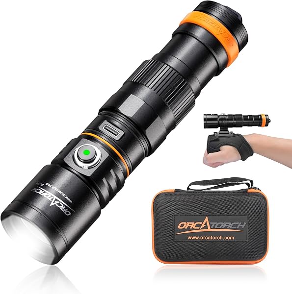 ORCATORCH DC710 Scuba Dive Light Type C Rechargeable, 3000 Lumens Super Bright Underwater Flashlight, IP68 Waterproof Su