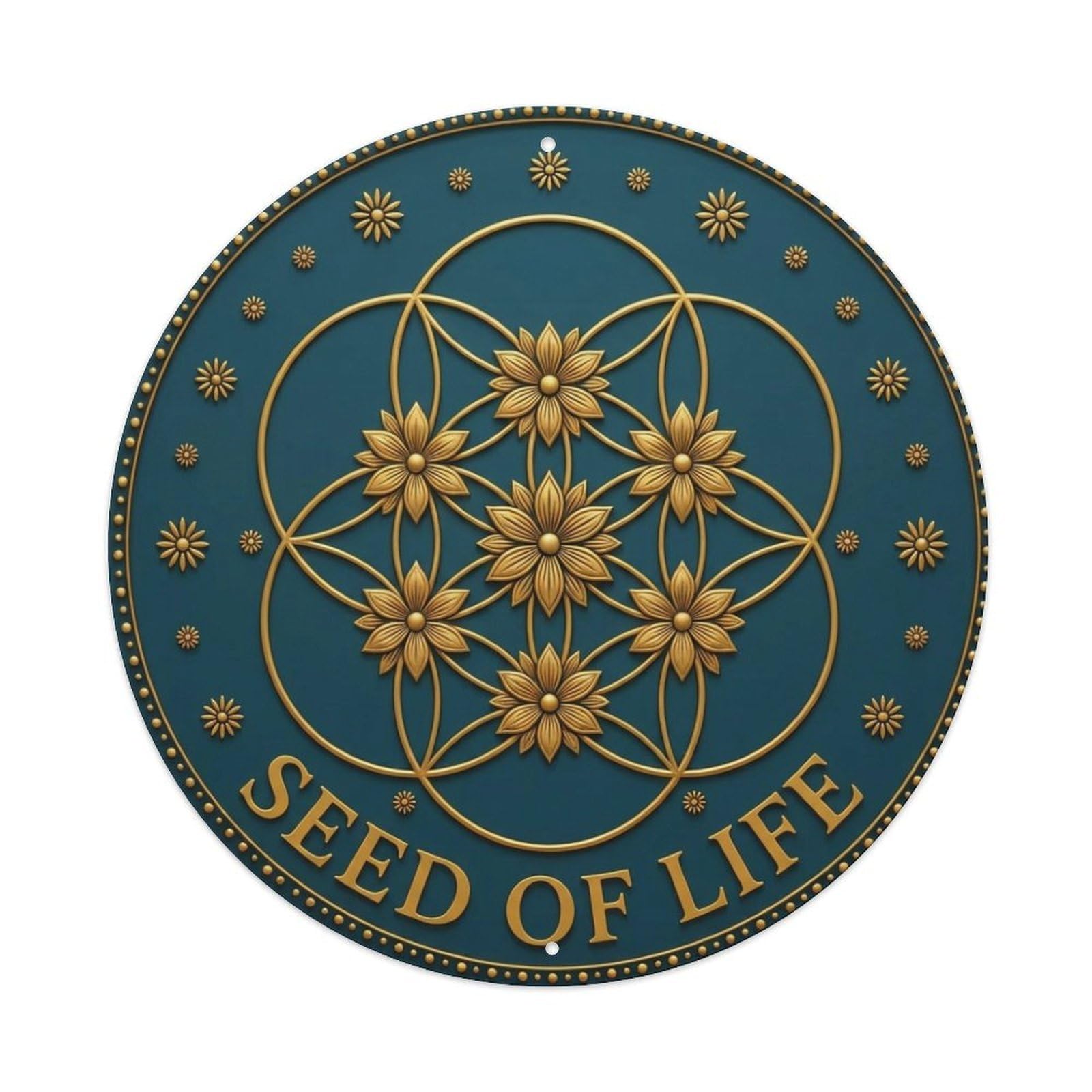 Vintage Seed of Life Flower Zen Yoga Metal Tin Sign