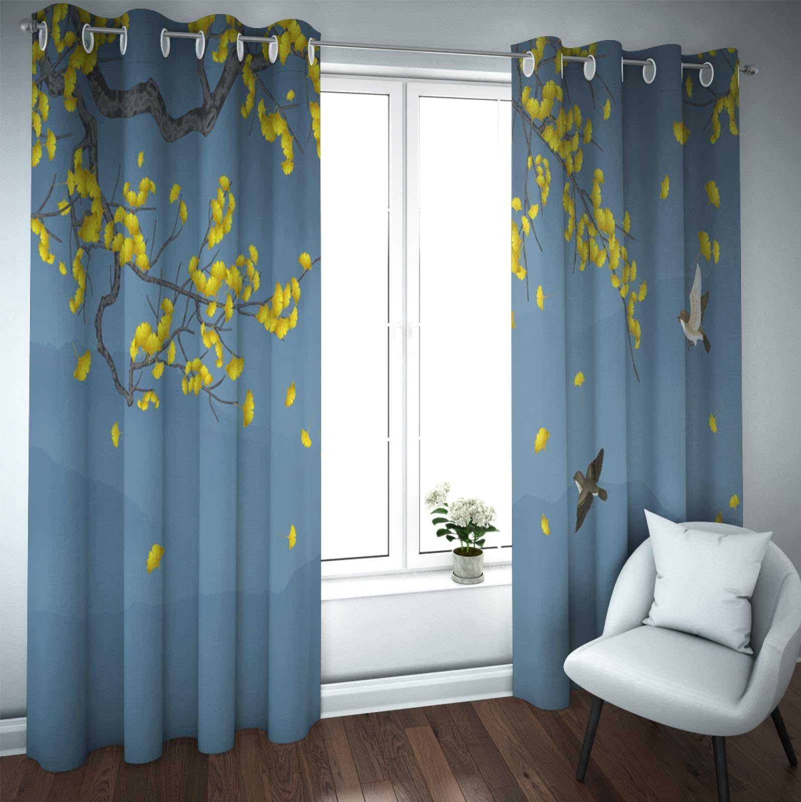 Elrene Home Fashions Farmhouse Living Grainger - Tenda oscurante per finestra con passanti per asta, motivo a scacchi, per soggiorno e camera da letto, 132,1 x 241,3 cm, Chambray, 1 pannello