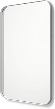 Better Bevel Wall Mirror | Bathroom Vanity Mirror | Silver Metal Frame | 30" x 40" Rectangle