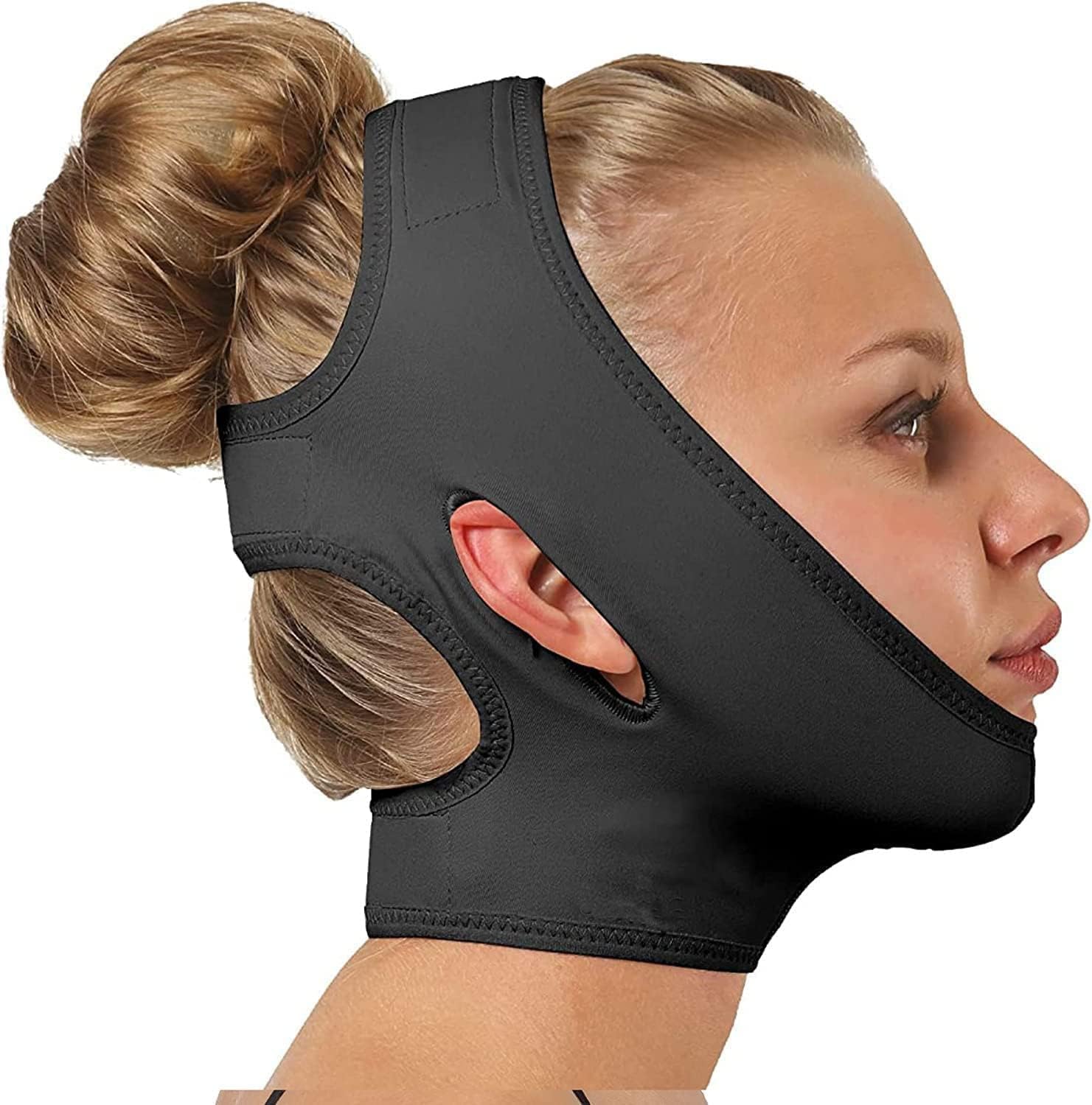 Post Surgical Chin Strap Bandage for Women - Neck and Chin Compression Garment Wrap - Face Slimmer, Jowl Tightening, Chin Lifting (M)