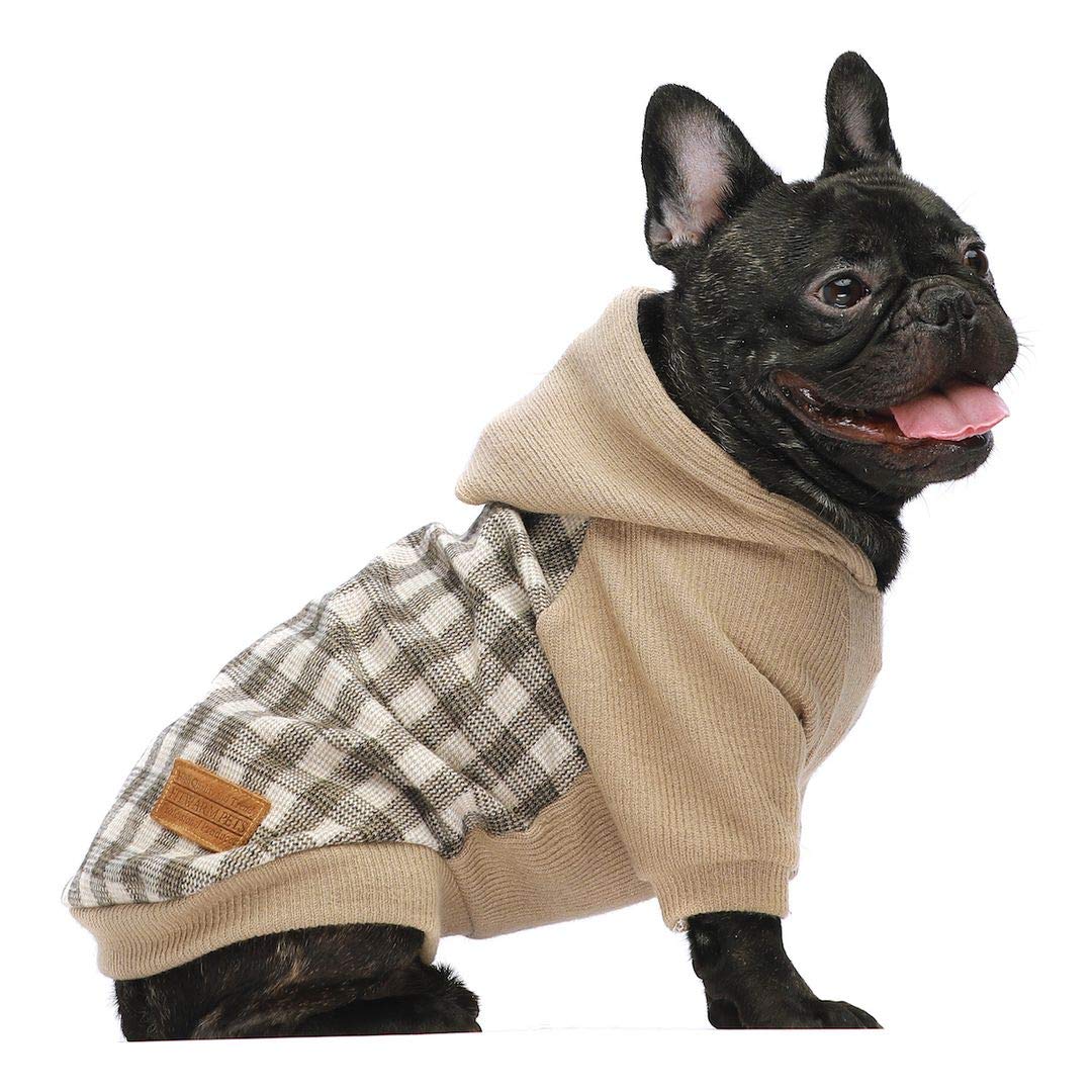Fitwarm Knitted Pet Clothes Dog Sweater Hoodie Sweatshirts Pullover Cat Jackets - L Khaki
