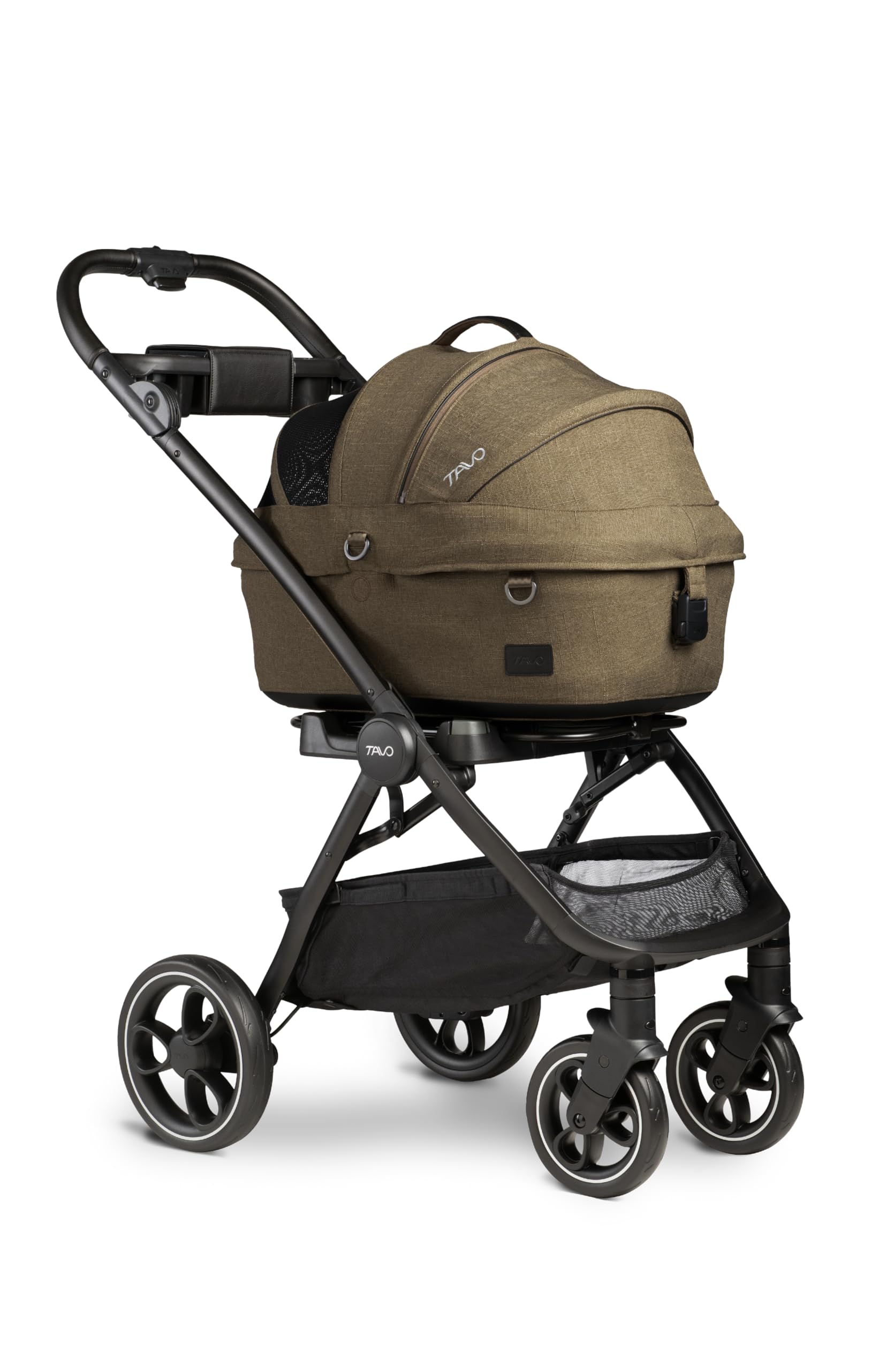 Tavo Maeve Seggiolino auto piccolo per animali, con manico flessibile e Base ISOFIX, 2 materassini, adatto per cani e gatti fino a 12 kg (Brindle)