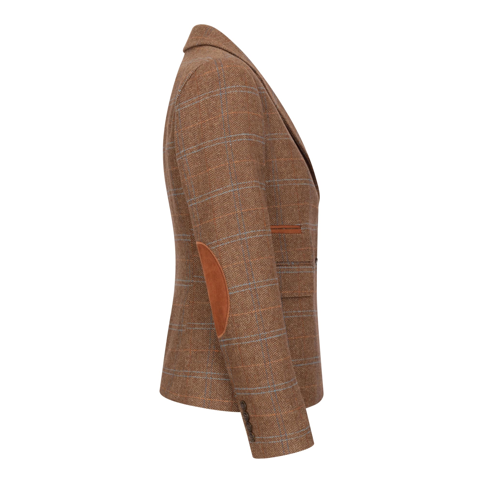 Blazer de Tweed de Corte Entallado Para Mujer Con Cuadros de Espiga