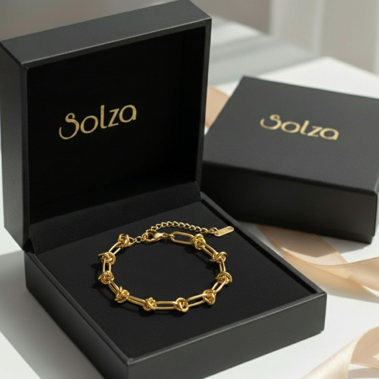 Solza Gold Chain Bracelet for Women – Adjustable Stainless Steel Heart Link Bracelet, Gold-Tone Non-Tarnish Fashion Jewelry - Image 6