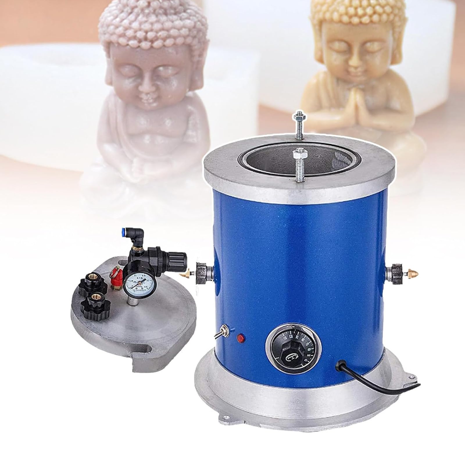 LQQYJSM Wax Injection Machine for Jewelry Making, Round Wax Casting Machine w/Digital Temp Control & Pressure Gauge, for Complex Jewellery Making Kit Beading Jewellery Making