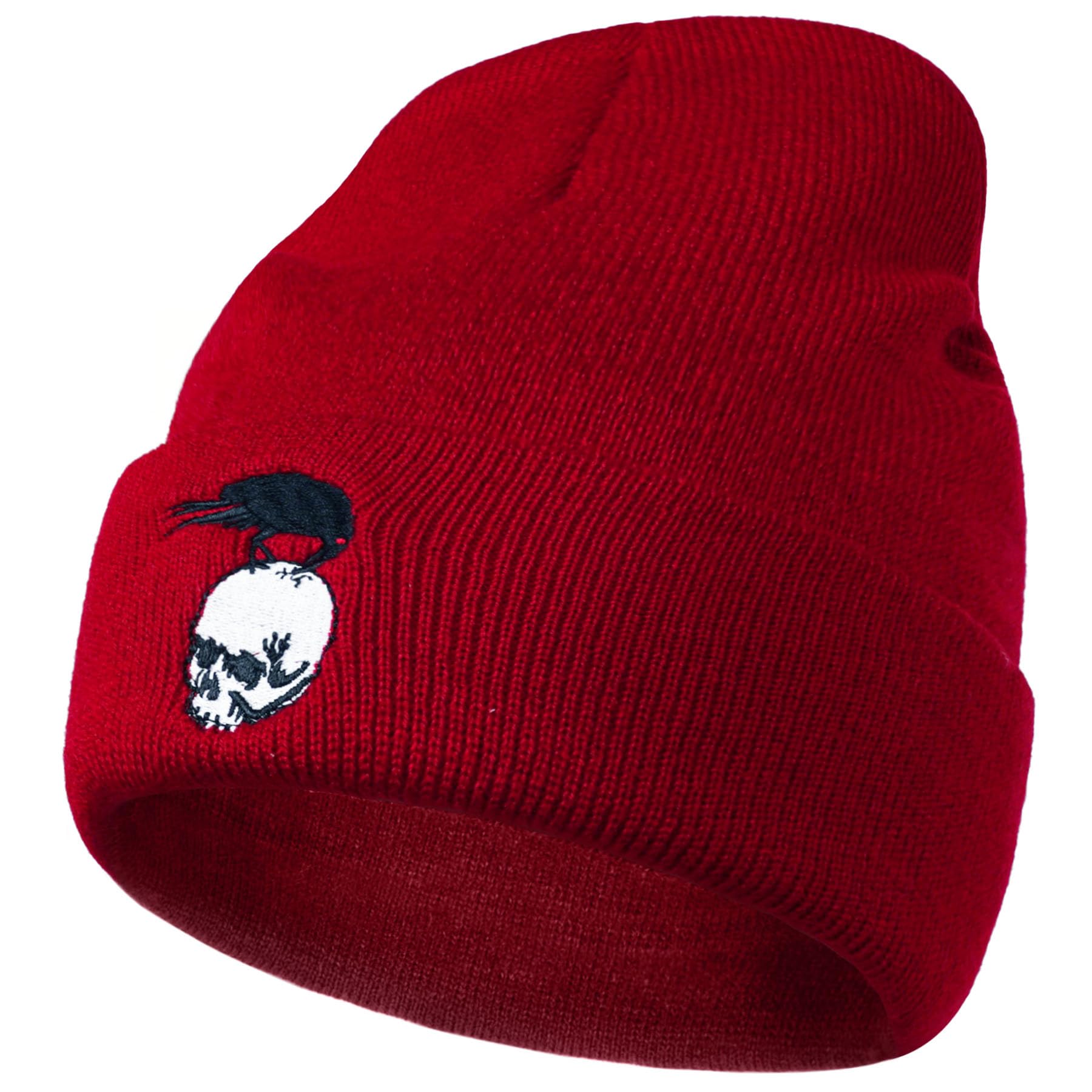 MixYokeGothic Skull Beanie Hats for Men Women - Skeleton Cuffed Winter Hat for Birthday, Goth Indoor and Outdoor Outfit Matching