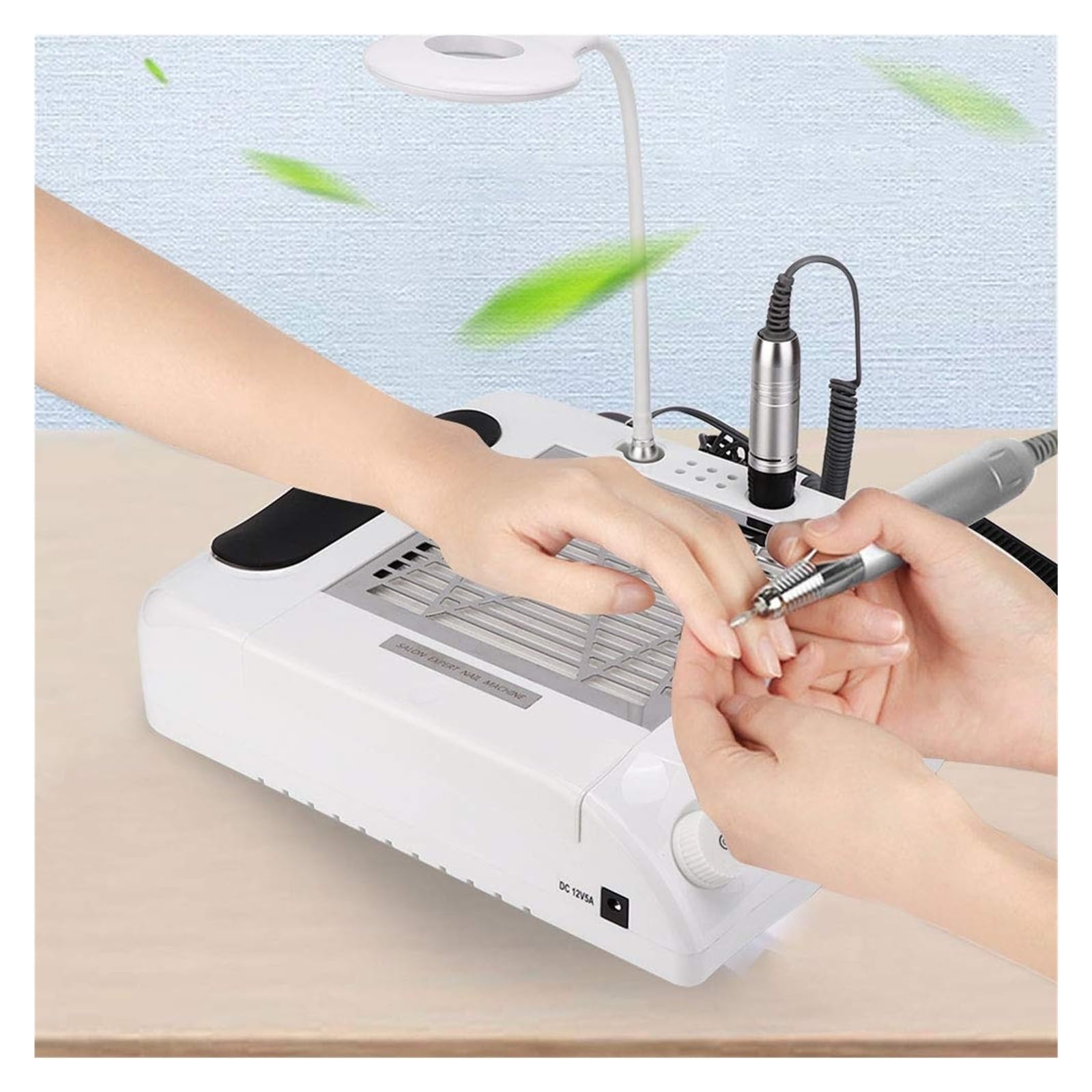 Aspiradora Taladro eléctrico for uñas de 48 W, 30 000 RPM, Aspirador de Polvo for uñas, iluminación LED, lámpara UV de 54 LED, Lima de uñas eléctrica 6 en 1 Alta Potencia