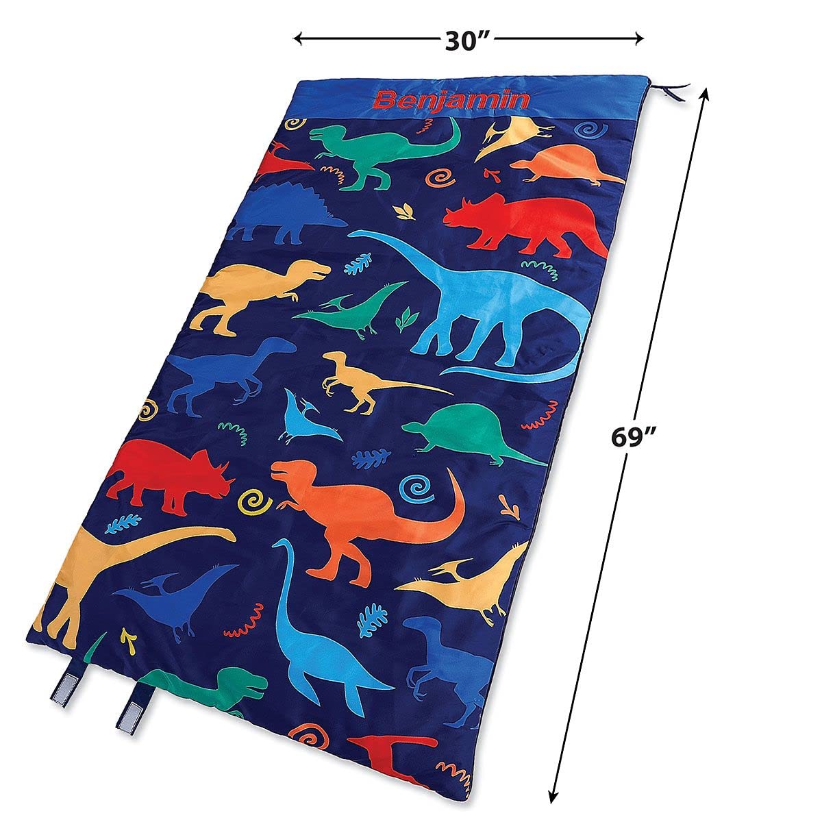 Lillian Vernon Dinosaur Personalized Indoor Sleeping Bag - Kids Sleepover & Napper Sleep Sack - Plush, Cute, & Cozy Cotton Poly Blend - Girls, Boys, & Toddler 30” x 60” Size