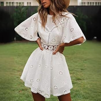 新品 ACLENT Asymmetry lace mini dress Women's Asymmetrical Hem Mini Dress | Women's Clearance