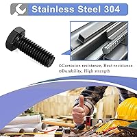 Vista 4 de Pernos de cabeza hexagonal de 1/2-13 x 5, rosca completa, perno de acero inoxidable 304(18-8), acabado negro, cantidad 2