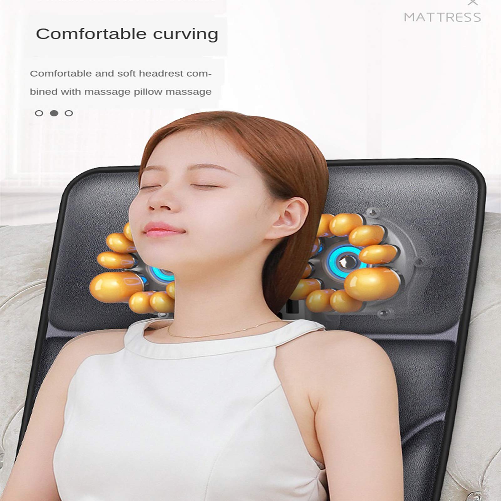 Matelas de Massage Complet, Tapis de Massage Chauffant, Vibrant, soulage Les douleurs dorsales et Les crampes, arrêt Automatique, Coussin thérapeutique Pliable, Masseur du Dos, du Cou et des épaules