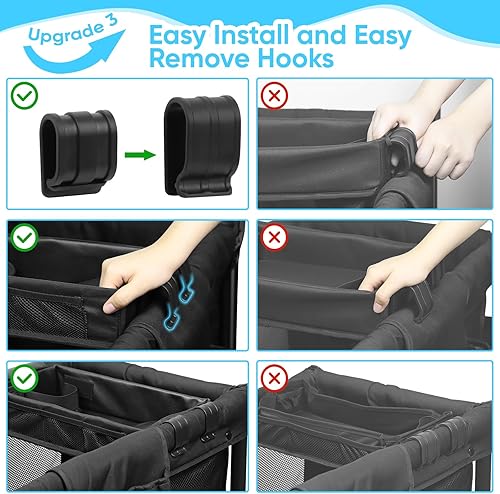 Miniatura 5 de Bandeja de aperitivos para cochecito con soportes para botellas anticaídas para Wonderfold Wagon, interior de piel sintética impermeable, fácil de