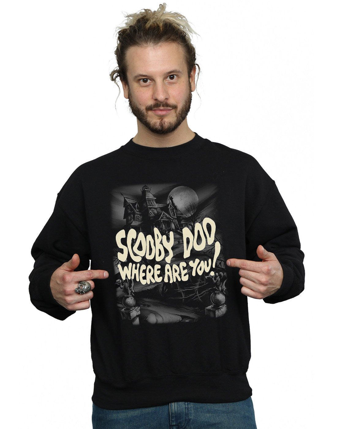 Absolute Cult Men's Black Scooby Doo Scary Castle Sweatshirt XX-Large