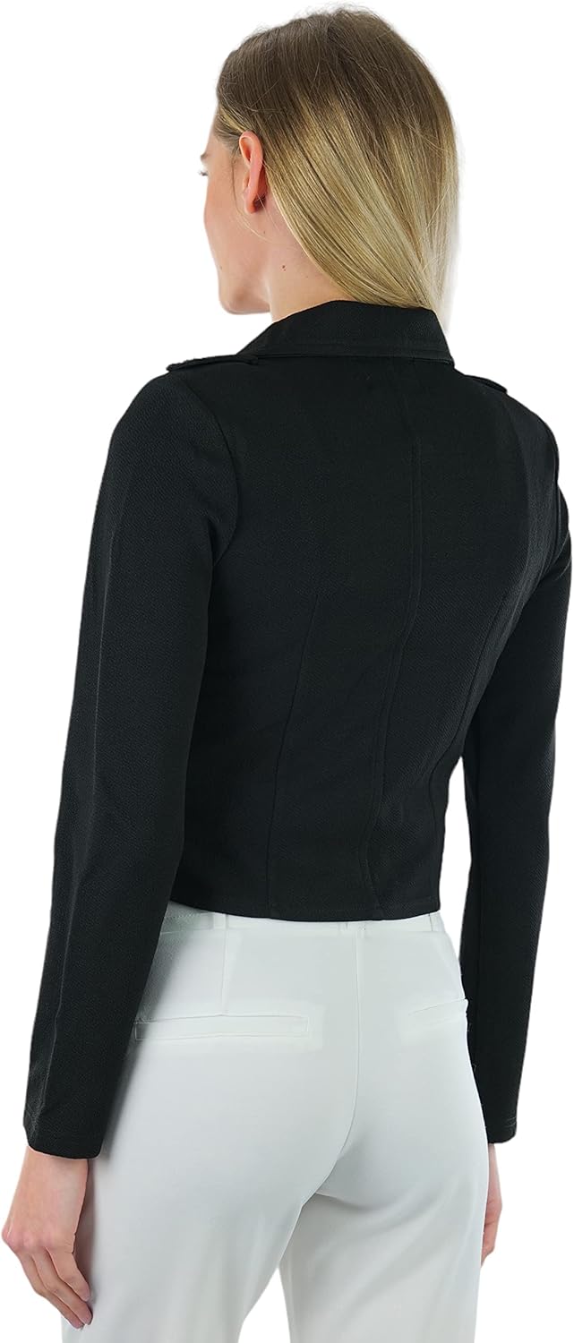 ToBeInStyle Women's Long Sleeve Zip-Up and Button-Up Form Fitting Blazers