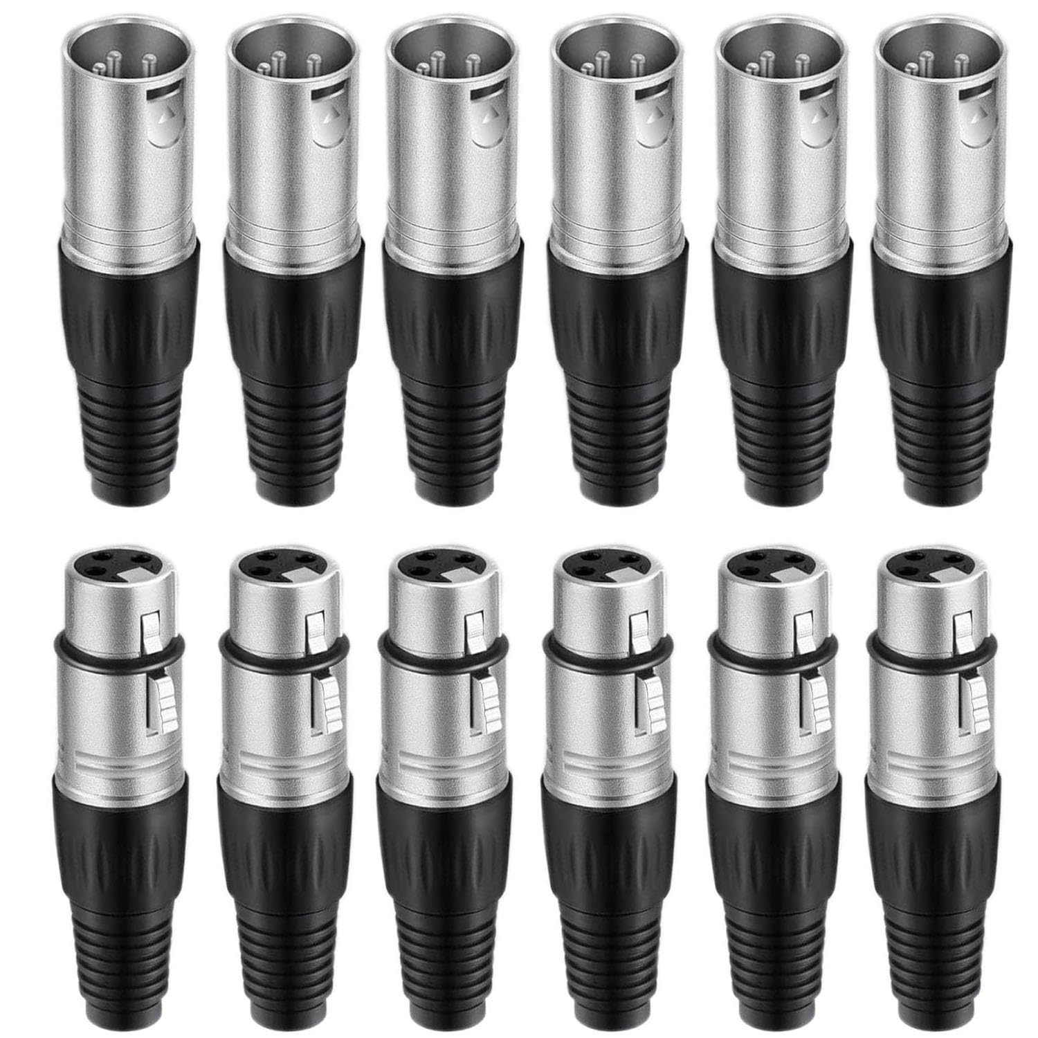 RUNCCI-YUN 12PCS 3 Pin XLR Solder Connector,6 Male and 6 Female Mic Plug,Microphone Audio Socket,XLR Male Female Connector Solder Microphone Plug Jack Stereo