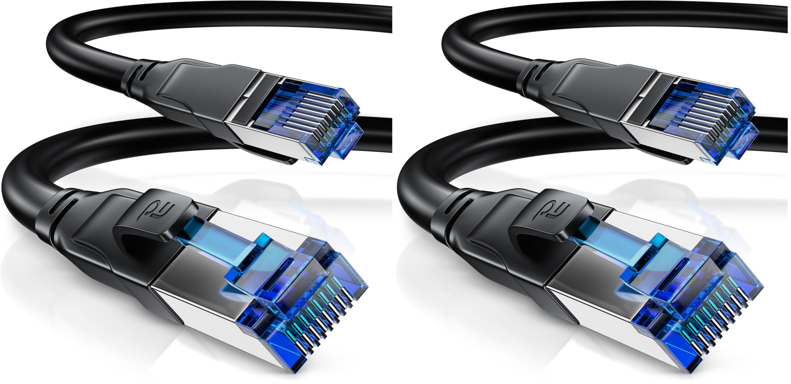 CSL Câble réseau CAT.8 20 m 40 Gbits – Câble réseau LAN – Câble Ethernet Gigabit haute vitesse – 40 000 Mbits – Blindage S/FTP PIMF fiche RJ45 Noir (Lot de 2)