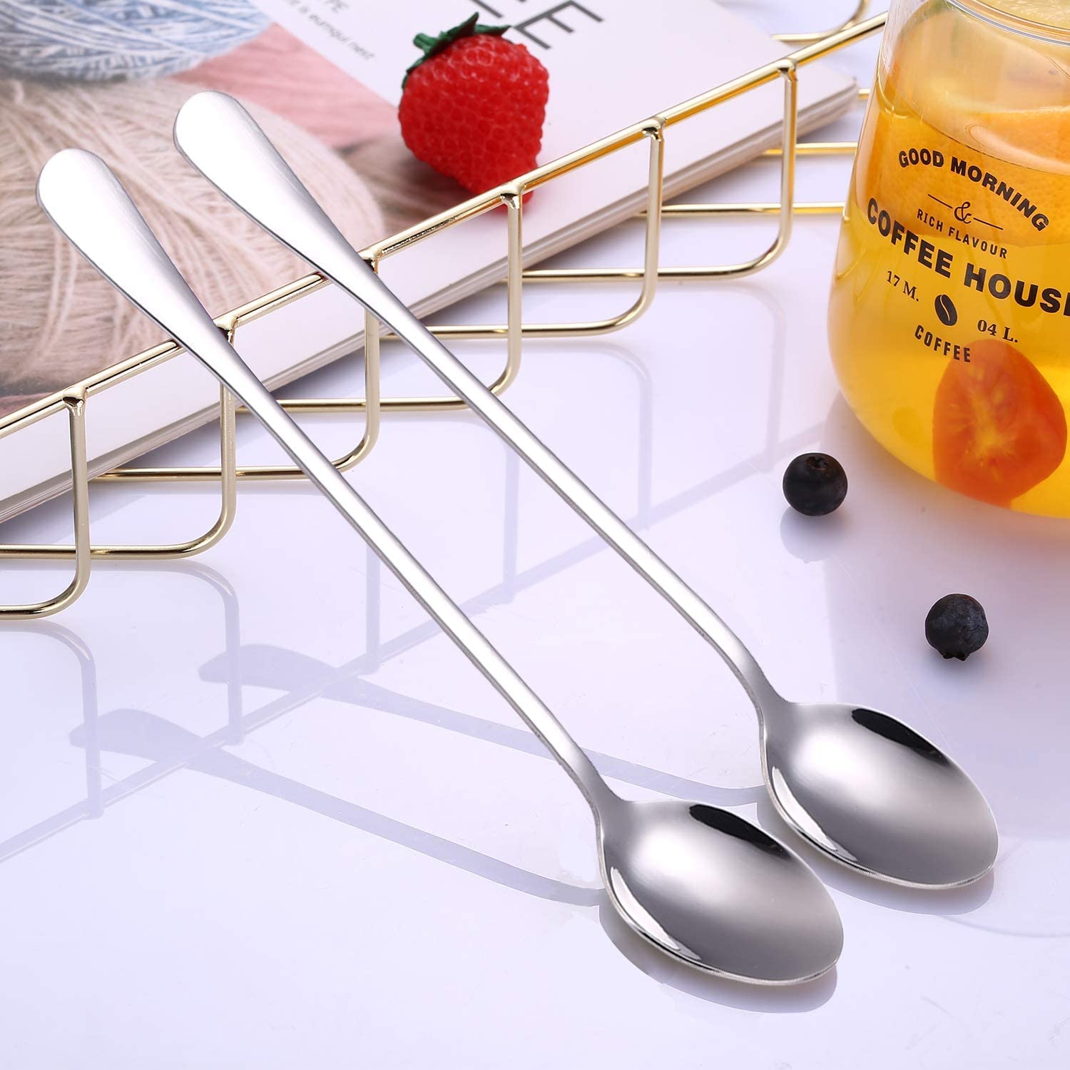 VishList Long Handle Spoon, Coffee Stirrers, Premium Stainless Steel Coffee Spoons, Ice Tea Spoons, Ice Cream Spoon, Cocktail Stirring Spoons, Tea Spoons (Set of 2)