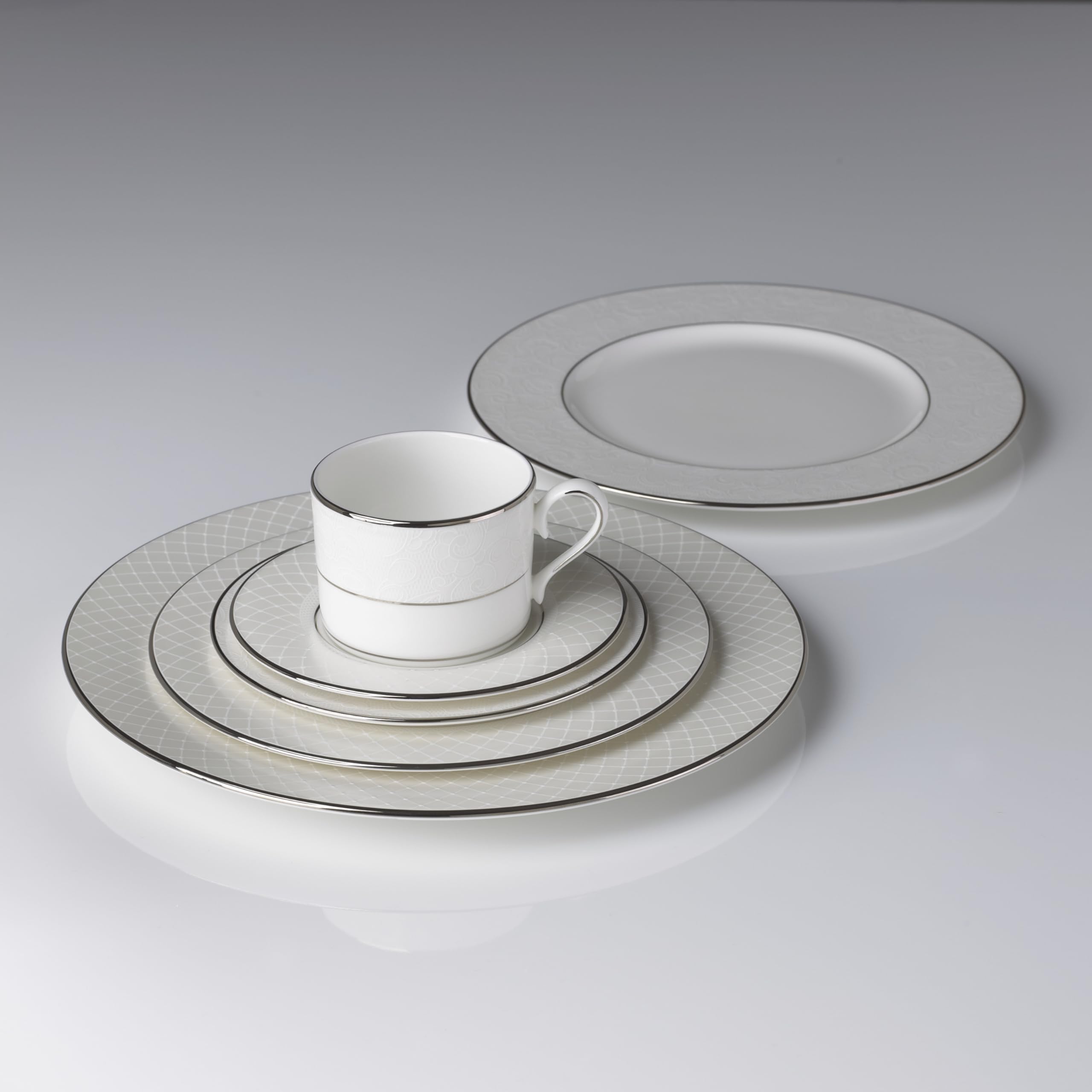 Lenox 762014 wenecka koronka 5-częściowa zastawa stołowa, porcelana kostna, biała