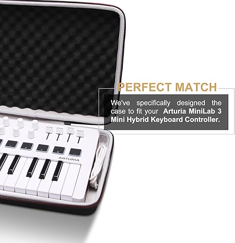 Miniatura 3 de LTGEM - Funda para controlador de teclado híbrido Arturia MiniLab 3 Mini - Bolsa de transporte protectora de viaje de almacenamiento duro