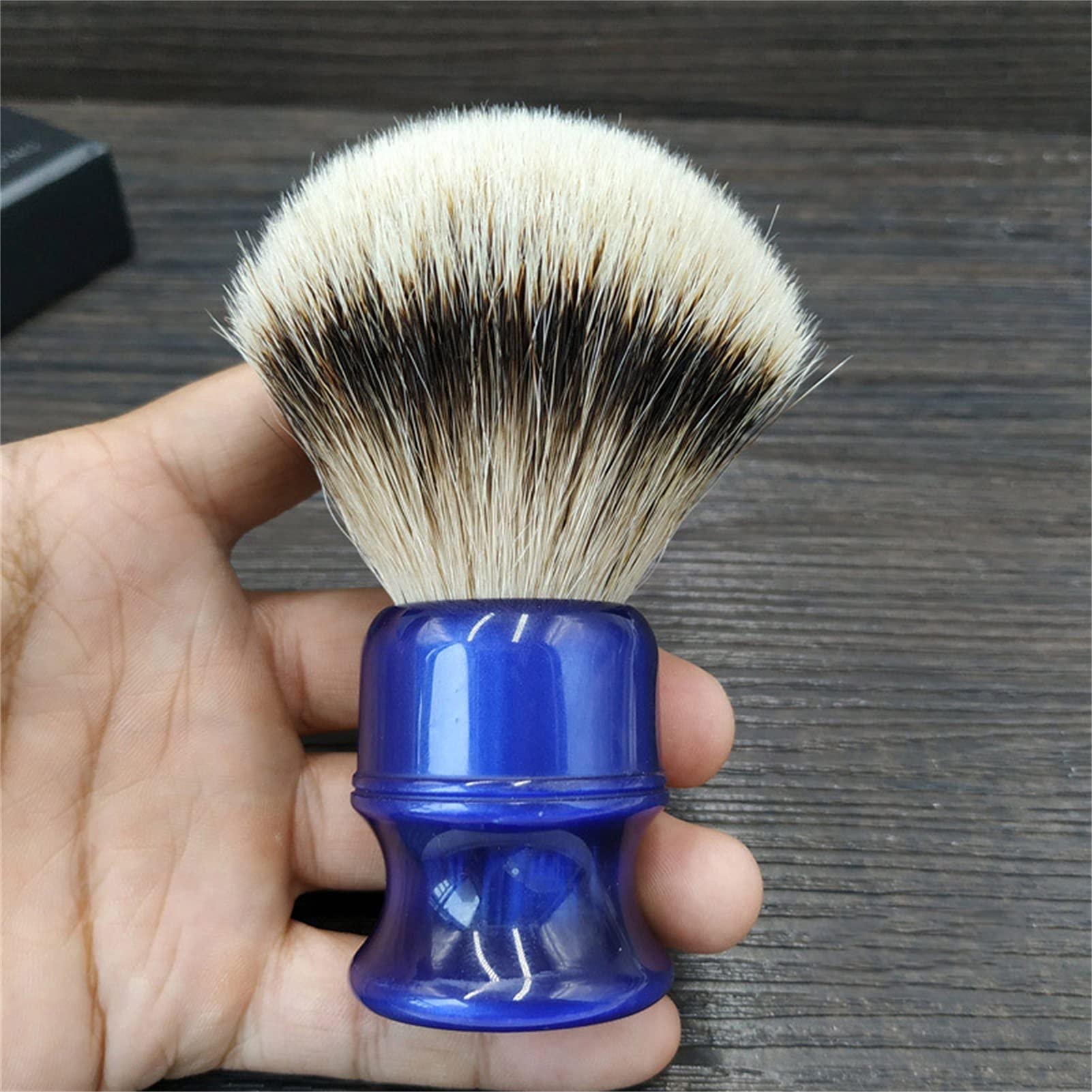 AnSafe Pennello da Barba Fatto a Mano Alta qualità Barba Schiuma Spazzola Manico in Resina Uomo Compatto Pennello da Barba Bagnato