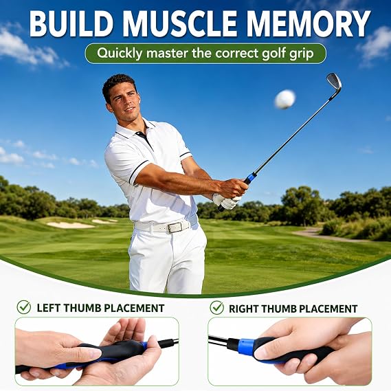 HRUIYL Golf Grip Trainer Training Aid to Improve Proper Hand Position, Build Muscle Memory & Swing Consistency, Ideal for Beginner and Intermediate Golfers (Blue)