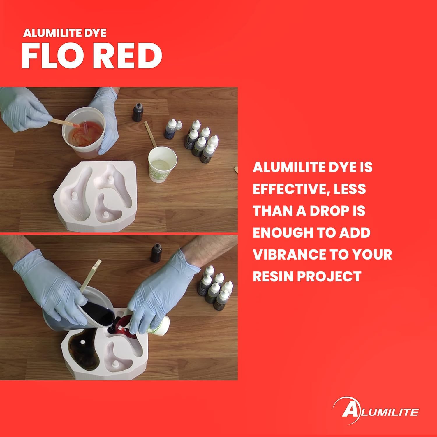 Alumilite Liquid Color Dye (Flo Red, 1 oz) Highly Concentrated Tint for Casting Resin, Polyester, and Urethane - Ideal for Clear, Translucent, or Opaque DIY Arts and Crafts, Beginners & Professionals - Image 4