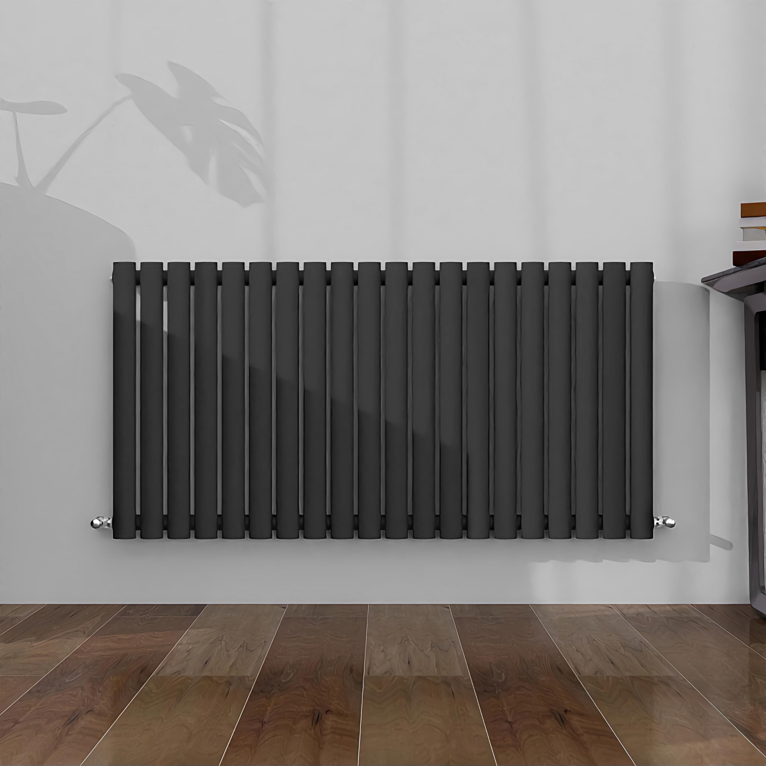 SLINE SANITARY Horizontal Oval Column Rradiator Bathroom Central Heating Anthracite 600×1180mm Single Panel Radiator