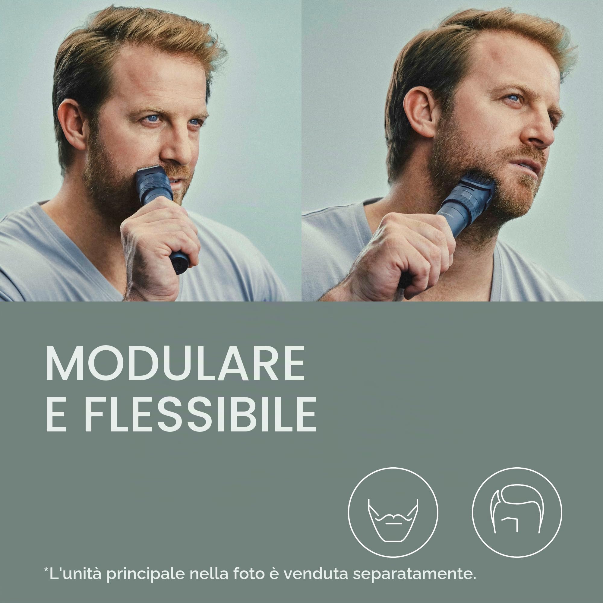 Panasonic MULTISHAPE Sistema Modulare per la Cura della Persona ER-CTN1, regolabarba e tagliacapelli per uomo con batteria ricaricabile Ni-MH