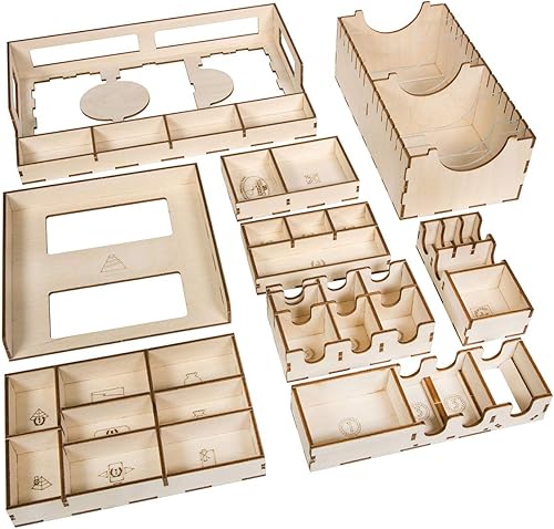 Miniatura 5 de The Broken Token Organizador de juegos compatible con 7 maravillas (1ª edición) y expansiones, caja organizadora de juegos de madera con múltiples