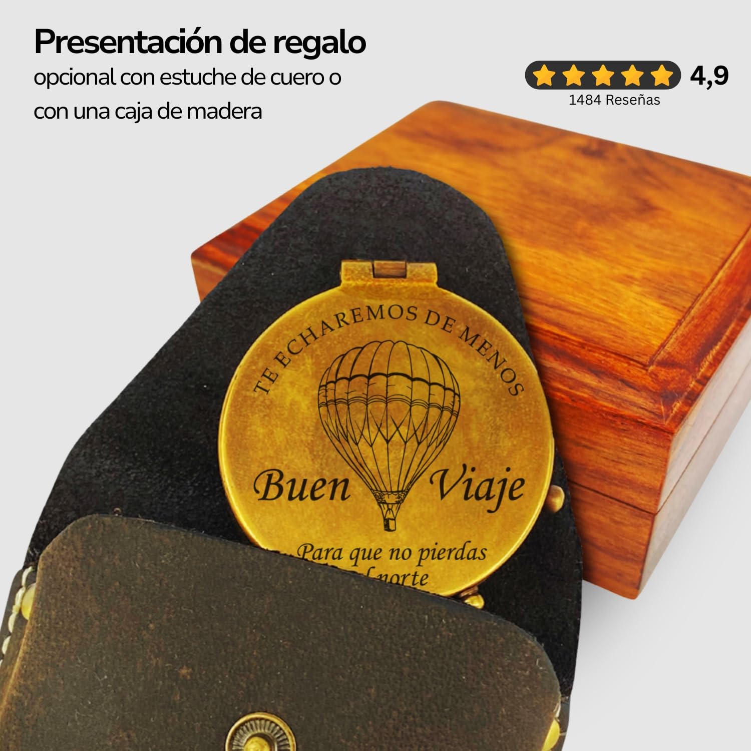 Brújula personalizada con grabado personalizable y texto personalizado, varios diseños, piel de latón, caja de regalo, gran idea de regalo
