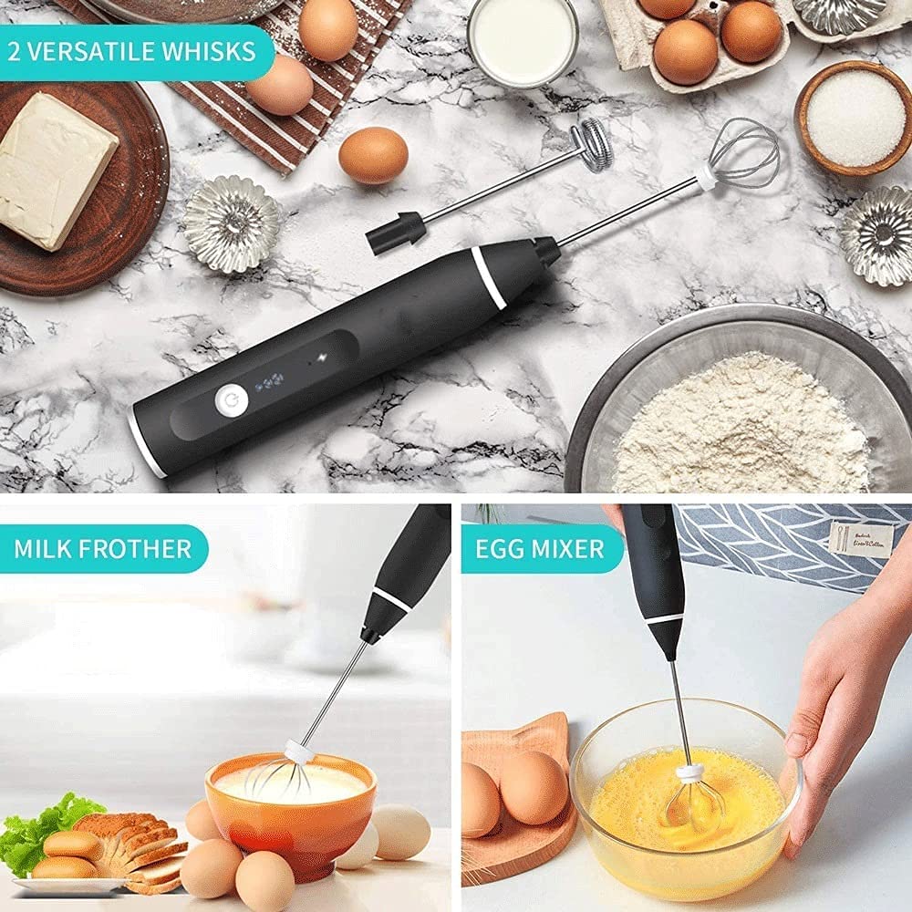 Vaporizador de Leche Batidora de Leche Calentador de Leche Mezclador de Mano pequeño USB Recargable de 3 velocidades para el hogar - Batidora de Bebidas para café Mini espumador 1025