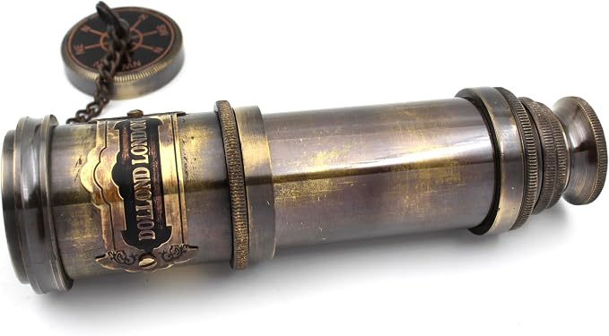 Telescopio Náutico de Latón Vintage con Caja de Madera - Catalejo miniatura 3