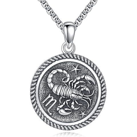 URONE Scorpio Necklace 925 Sterling Silver Scorpio Pendant And Chain Constellation Necklace Astrology Jewelry Birthday Gifts for Women Men