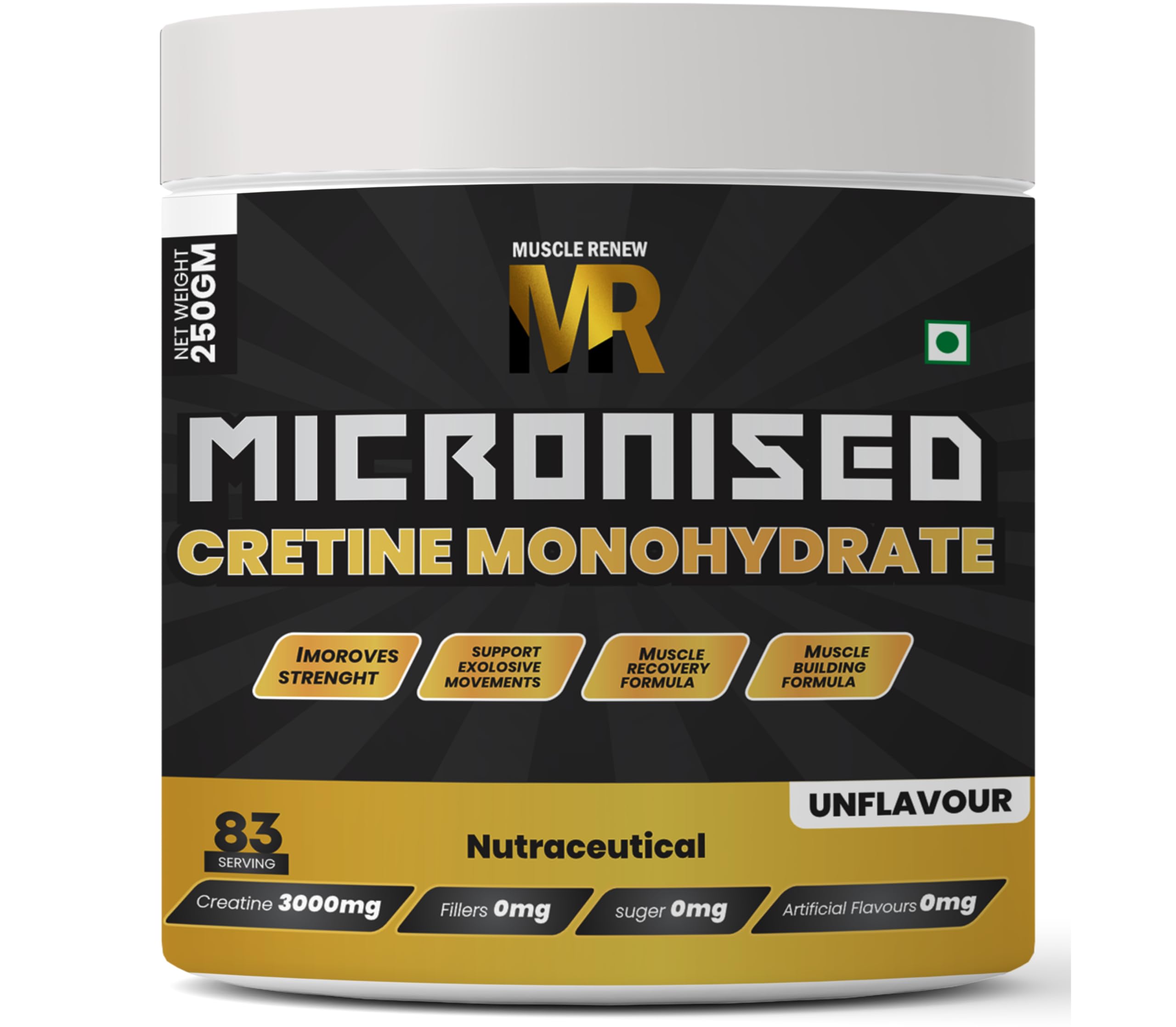 Muscle Renew Micronized Creatine Monohydrate Unflavour(250gm 83 Serving) With Muscle Recovery Formula | Instantized | Fuels Muscles | Increase Muscle Mass | Rapid Absorption | FSSAI APPROVED (B0D8GSJDVZ) Amazon Price History, Amazon Price Tracker
